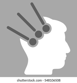 Neural Interface Connectors vector pictograph. Style is flat graphic bicolor symbol, dark gray and white colors, silver background.