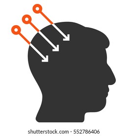 Neural Interface Connectors vector pictograph. Style is flat graphic bicolor symbol, orange and gray colors, white background.