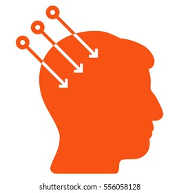 Neural Interface Connectors vector pictograph. Style is flat graphic symbol, orange color, white background.