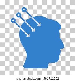 Neural Interface Connectors vector pictograph. Illustration style is a flat iconic cobalt symbol on a transparent background.