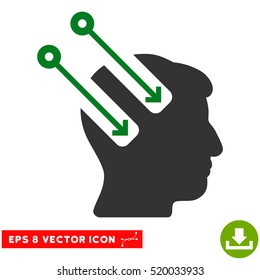 Neural Interface EPS vector icon. Illustration style is flat iconic bicolor green and gray symbol on white background.