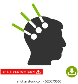 Neural Interface EPS vector icon. Illustration style is flat iconic bicolor eco green and gray symbol on white background.