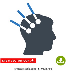 Neural Interface EPS vector pictogram. Illustration style is flat iconic bicolor smooth blue symbol on white background.