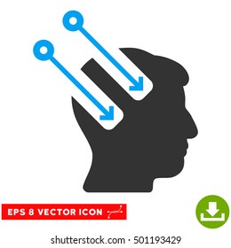 Neural Interface EPS vector pictograph. Illustration style is flat iconic bicolor blue and gray symbol on white background.