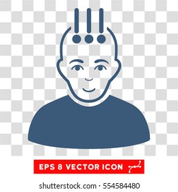 Neural Interface EPS vector pictograph. Illustration style is flat iconic blue symbol on chess transparent background.