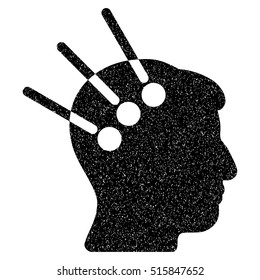 Neural Interface grainy textured icon for overlay watermark stamps. Flat symbol with scratched texture. Dotted vector black ink rubber seal stamp with grunge design on a white background.