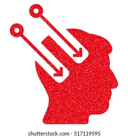 Neural Interface grainy textured icon for overlay watermark stamps. Flat symbol with unclean texture. Dotted vector red ink rubber seal stamp with grunge design on a white background.
