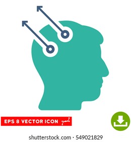 Neural Interface Plugs EPS vector pictograph. Illustration style is flat iconic bicolor cobalt and cyan symbol on white background.
