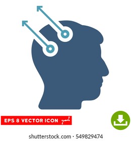 Neural Interface Plugs EPS vector icon. Illustration style is flat iconic bicolor cyan and blue symbol on white background.