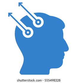Neural Interface Plugs vector pictogram. Style is flat graphic symbol, cobalt color, white background.