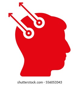 Neural Interface Plugs vector pictogram. Style is flat graphic symbol, red color, white background.