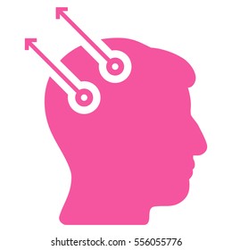 Neural Interface Plugs vector pictogram. Style is flat graphic symbol, pink color, white background.