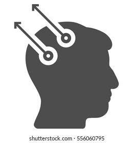 Neural Interface Plugs vector pictogram. Style is flat graphic symbol, gray color, white background.