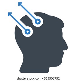 Neural Interface Plugs vector pictograph. Style is flat graphic bicolor symbol, smooth blue colors, white background.