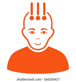 Neural Interface vector icon. Flat orange symbol. Pictogram is isolated on a white background. Designed for web and software interfaces.