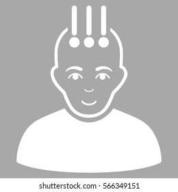 Neural Interface vector icon. Flat white symbol. Pictogram is isolated on a silver background. Designed for web and software interfaces.