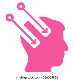 Neural Interface vector icon. Style is flat graphic symbol, pink color, white background.