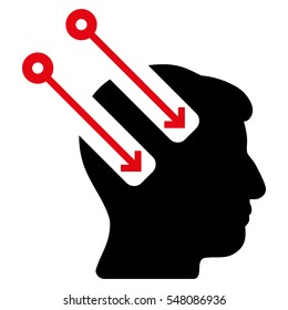 Neural Interface vector pictogram. Style is flat graphic bicolor symbol, intensive red and black colors, white background.