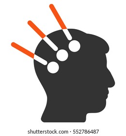 Neural Interface vector pictogram. Style is flat graphic bicolor symbol, orange and gray colors, white background.