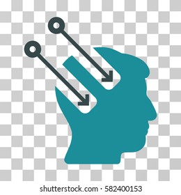 Neural Interface vector pictograph. Illustration style is a flat iconic bicolor soft blue symbol on a transparent background.