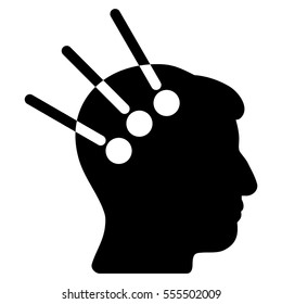 Neural Interface vector pictograph. Style is flat graphic symbol, black color, white background.