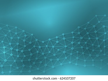 Neural net. Neuron network background. Dots connected with lines. Technology concept. Vector illustration.