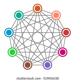 Neural net. Neuron network. Data engineering. Deep learning. Cognitive technology concept. Vector illustration
