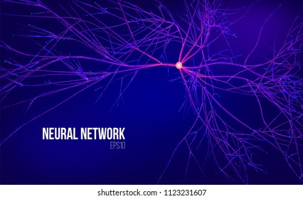 Neural Network 3d Abstract Vector Illustration. Data Tree With Root. Information Stream. Kernel Computing System