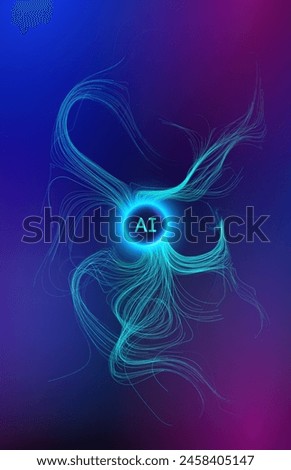 Neural network abstract digital background. Technology background, data science. Artificial intelligence background. Generative ai with data flow lines.