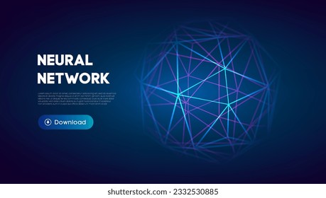 Neural network abstract technology science background. Human brain technology concept design. Mind concept. Cloud network vector illustration.