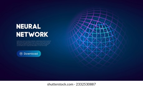 Neural network abstract technology science background. Human brain technology concept design. Mind concept. Cloud network vector illustration.