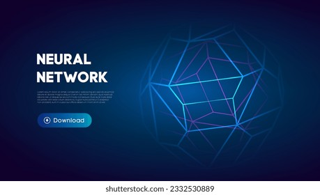 Neural network abstract technology science background. Human brain technology concept design. Mind concept. Cloud network vector illustration.