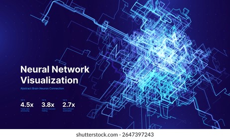 Inteligência Artificial Inteligência Artificial da Rede Neural Background. Rede de aprendizado de máquina. Banco de Dados de Cadeia de Blocos. IOT Technology Concept (Conceito de tecnologia IOT). Ilustração de vetor.