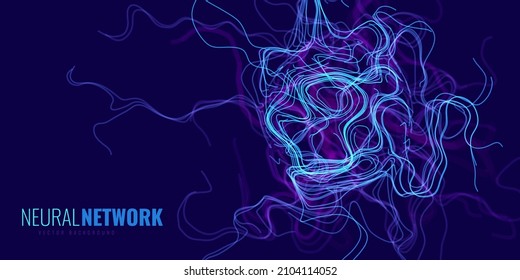 Neural Network Artificial Intelligence Background. Machine Learning Network. Blockchain Database. IOT Technology Concept. Vector Illustration.