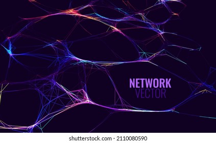 Neural Network Artificial Intelligence Background. Machine Learning Network Neurons. Blockchain Database. Neural Interface. Vector Illustration.