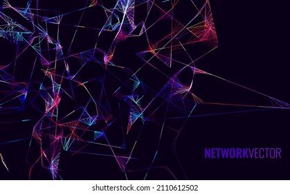 Neural Network Artificial Intelligence Background. Machine Learning Network Neurons. Blockchain Database. Neural Interface. Vector Illustration.