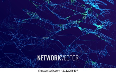 Neural Network Artificial Intelligence Background. Machine Learning Network Neurons. Blockchain Database. Neural Interface. Vector Illustration.