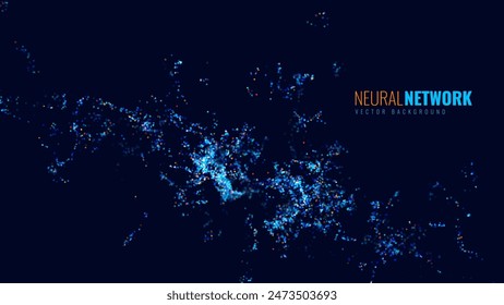 Neural Network Artificial Intelligence Particles Background. Machine Learning Network Neuron Particles. Abstract Dots Points. Neural Interface Concept. Vector Illustration.