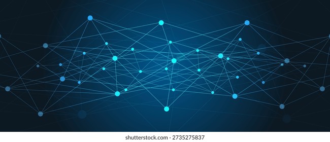 Neural Network Banner. Plexus Technology Futuristic Network Background. Connected Cells With Links. High Technology Background