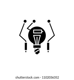 Neural network black icon concept. Neural network flat  vector symbol, sign, illustration.