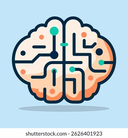Neural network brain with colorful connections flat design Illustration