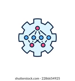 Neural Network Cog Wheel vector concept colored icon or symbol