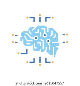 Neural network color flat icon for digital and print projects.  Minimal clean icons for apps and websites. Modern simple icons for UI UX and branding