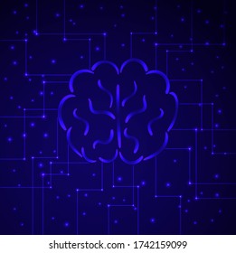 Neural network, concept, brains and communications, vector illustration