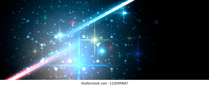 Neural network concept. Connected cells with links. High technology process. Abstract futuristic background