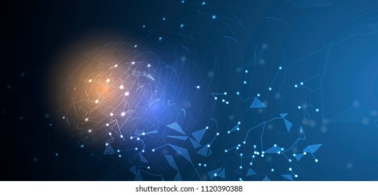 Neural network concept. Connected cells with links. High technology process. Abstract futuristic background