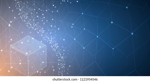 Neural network concept. Connected cells with links. High technology process. Abstract futuristic background