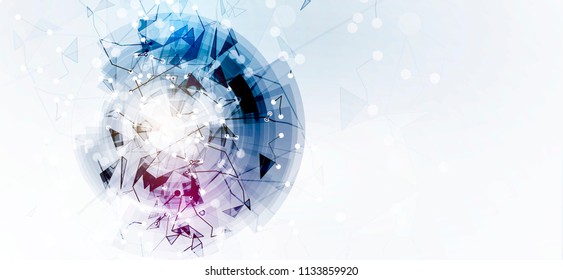 Neural network concept. Connected cells with links. High technology process. Abstract futuristic background