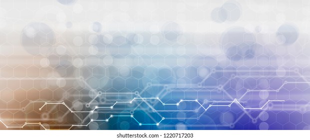 Neural network concept. Connected cells with links. High technology process. Abstract futuristic background