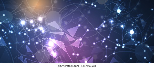 Neural network concept. Connected cells with links. High technology process. Abstract futuristic background